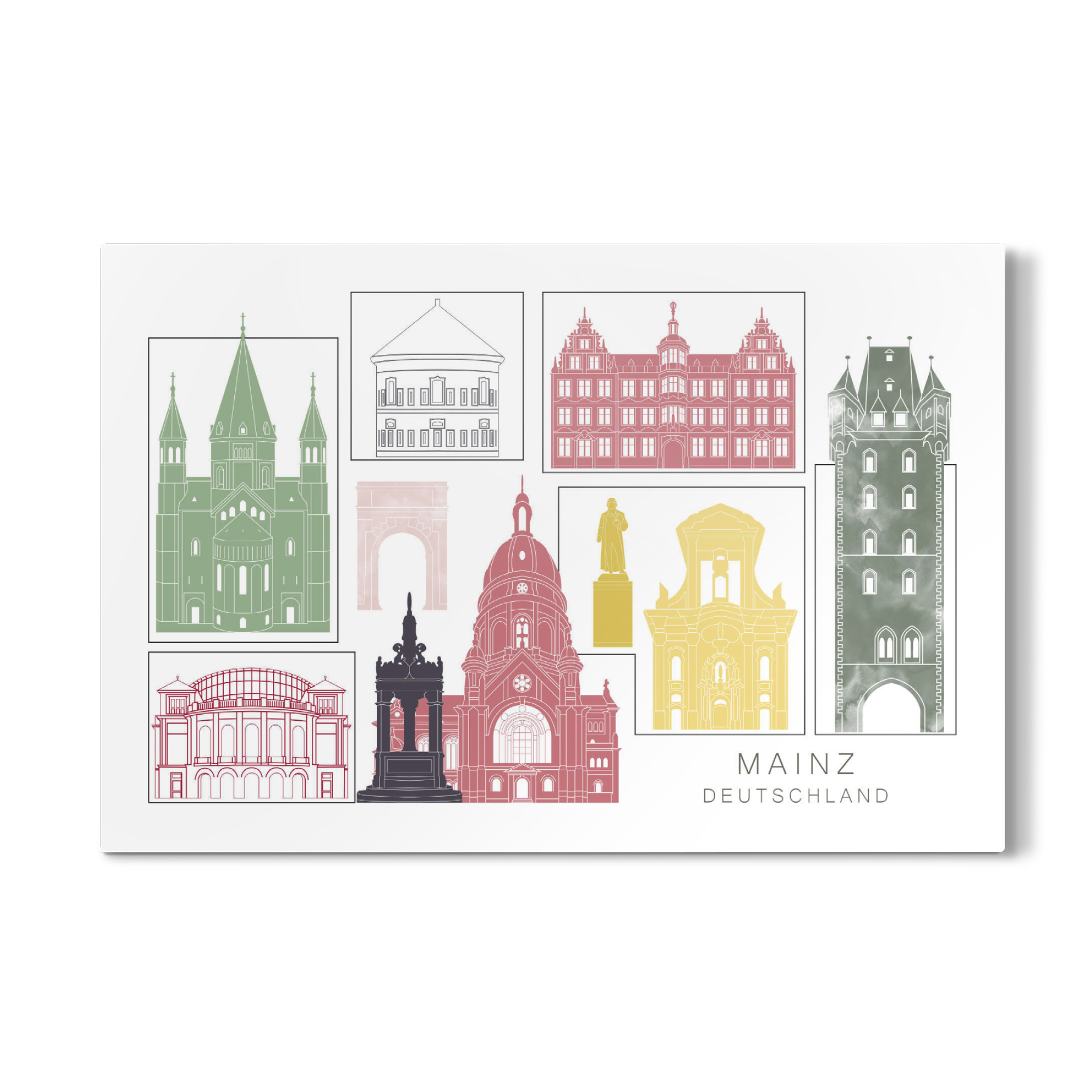 Galerie-Print "Mainz skyline burgundy" 30x20 cm artboxONE