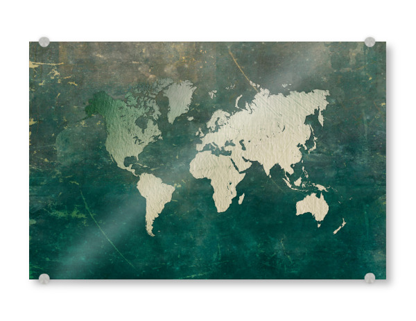 Acrylglasbild "World map green white" artboxONE - Reise,Kartografie