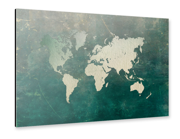 Alu-Dibond "World map green white" 30x20 cm artboxONE