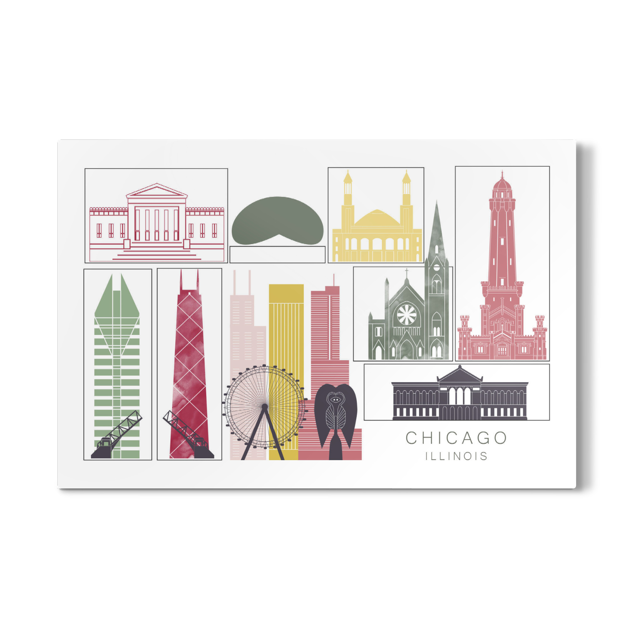 Galerie-Print "Chicago skyline burgundy" 75x50 cm artboxONE
