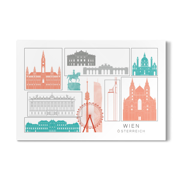 Galerie-Print "Vienna skyline coral" 30x20 cm artboxONE