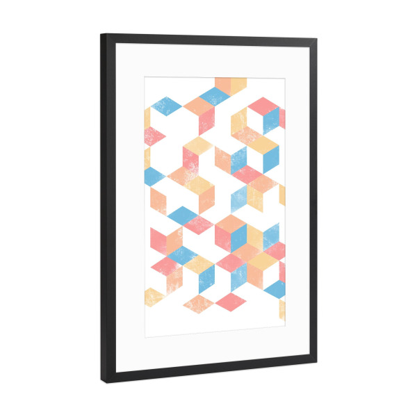 Poster mit Rahmen Schwarz (Metallic) "Colorful pattern -orange blue" artboxONE - Abstrakt
