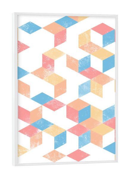 Poster mit weißem Rahmen "Colorful pattern -orange blue" artboxONE - Abstrakt