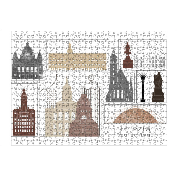 Puzzle Ravensburger "Leipzig skyline black & brown" artboxONE - Städte,Reise,Architektur,Kartografie