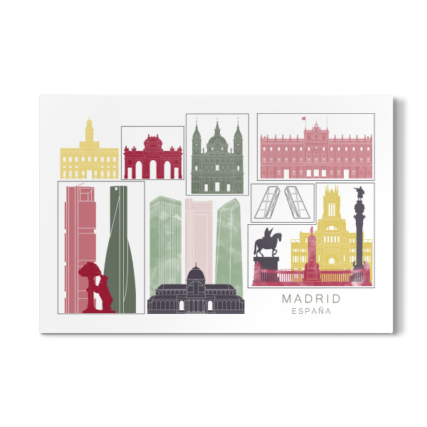 Galerie-Print "Madrid skyline burgundy" 30x20 cm artboxONE