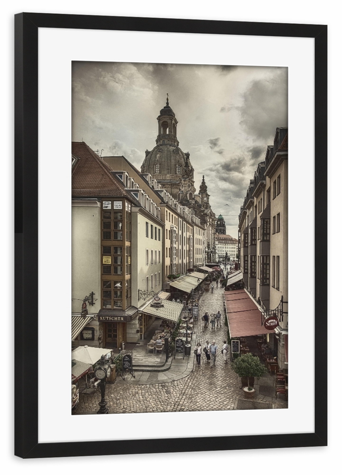 Poster mit Rahmen schwarz "Dresden Münzgasse" artboxONE - Städte,Architektur,Städte / Dresden