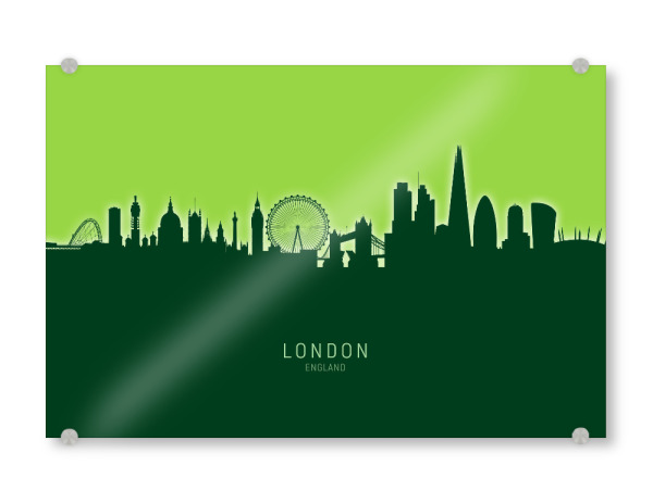Acrylglasbild "London England Skyline Glow Green" artboxONE - Städte,Städte / London,Architektur