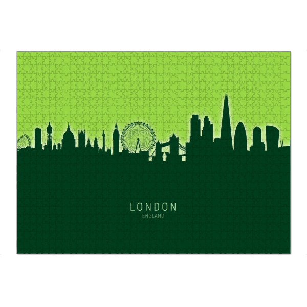 Puzzle Ravensburger "London England Skyline Glow Green" artboxONE - Städte,Städte / London,Architektur