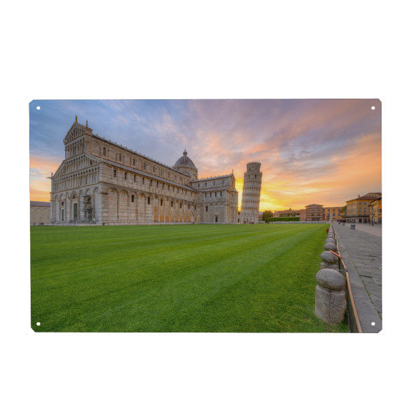 Metall Poster "Sonnenaufgang in Pisa" artboxONE - Städte,Reise,Architektur,Reise / Länder