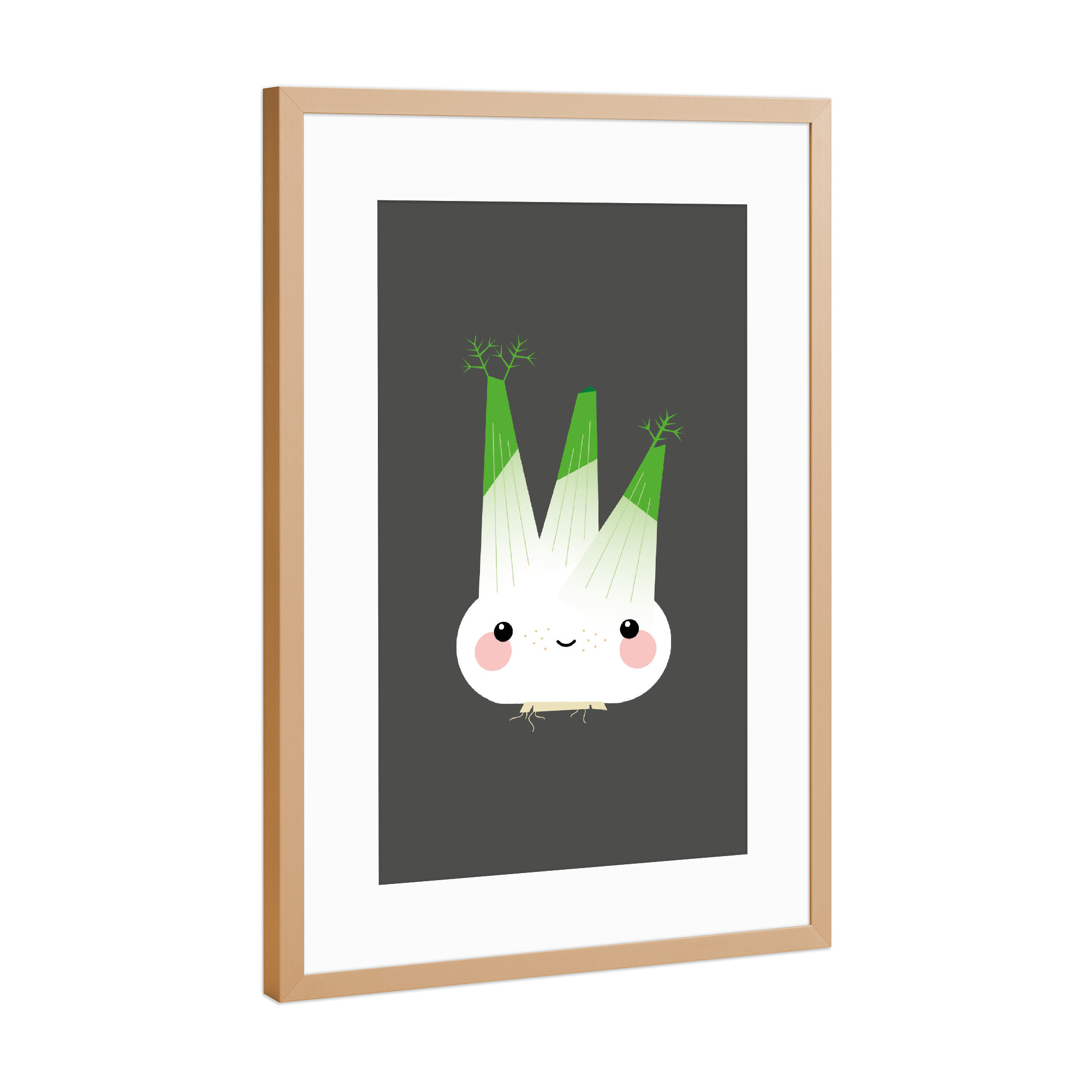 Poster mit Rahmen Kupfer "Kawaii-Illustration feiner Fenchel" artboxONE - Für Kinder,Essen & Trinken