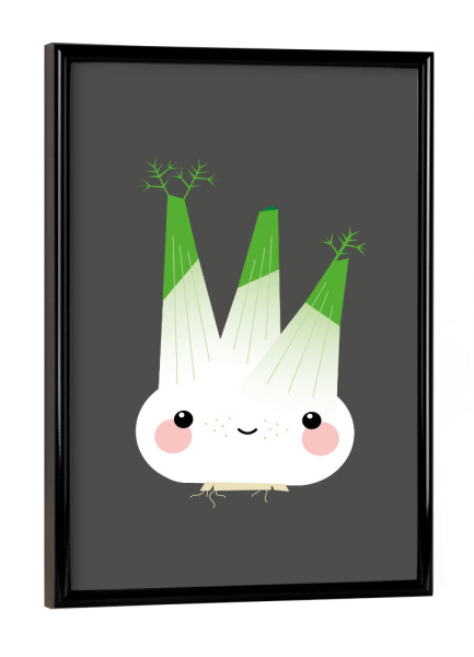 Poster mit schwarzem Rahmen "Kawaii-Illustration feiner Fenchel" artboxONE - Für Kinder,Essen & Trinken
