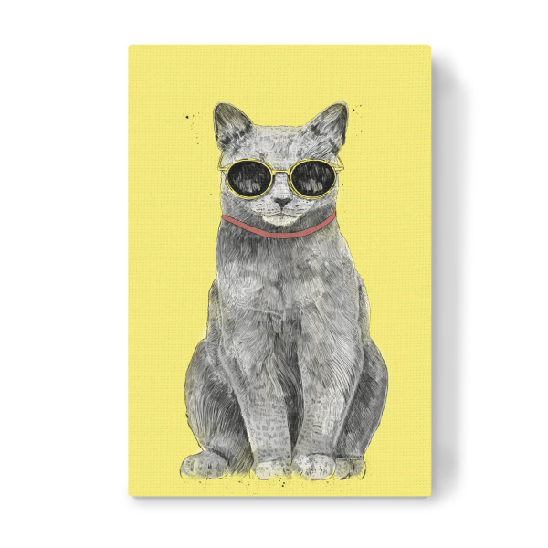 Leinwandbild "Summer Cat" artboxONE - Tiere,Lustig - Cat,Animals,Sunglasses,Summer,Sunshine,Drawing,Cool,Cute,Kitty,Yellow,Tier,Funny,Lustig,Katze