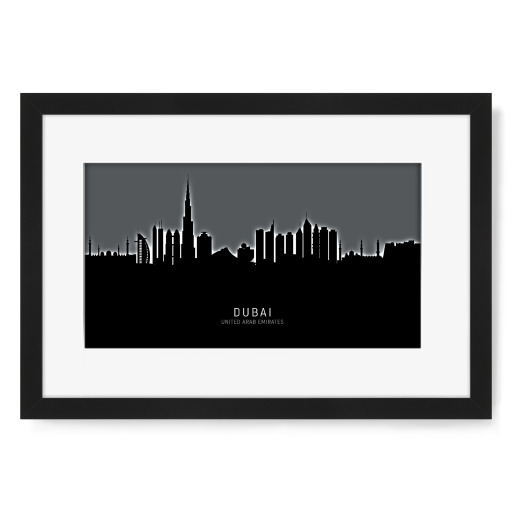 Dubai V2 Skyline In Watercolor Als Poster Im Holzrahmen Bei Artboxone Kaufen