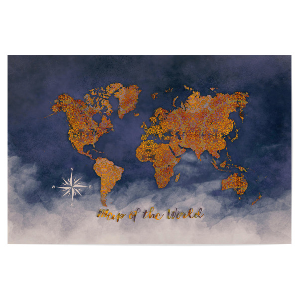 Poster 30x20 cm "World map ornaments" artboxONE - Reise,Reise / Länder,Kartografie