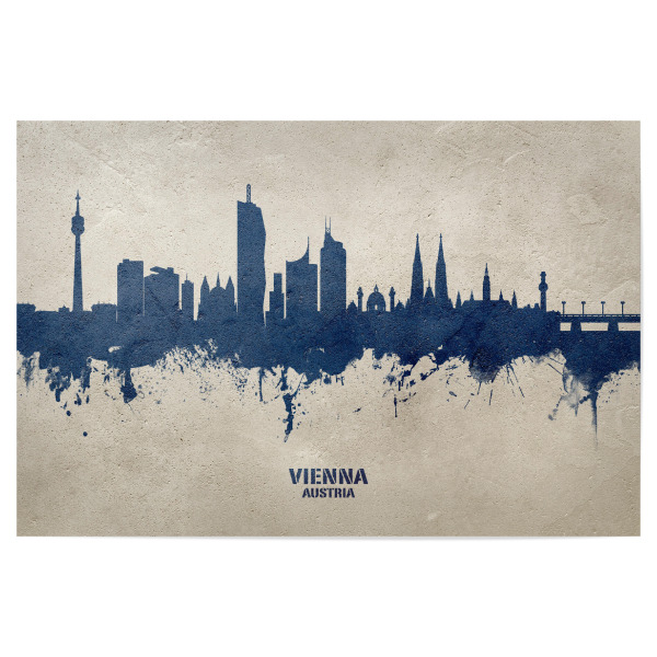 Poster 30x20 cm "Vienna Austria Skyline PaintBlue" artboxONE - Städte,Städte / Wien