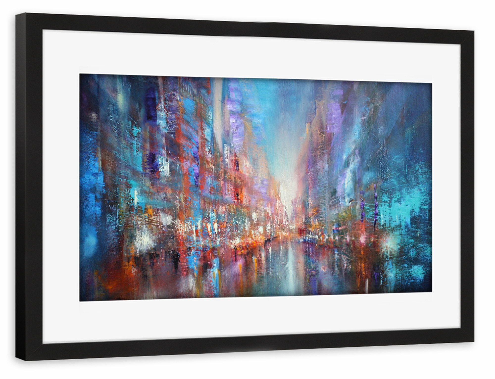 Poster mit Rahmen schwarz "Die blaue Stadt" artboxONE - Städte,Städte / New York,Reise,Architektur,Städte / Shanghai