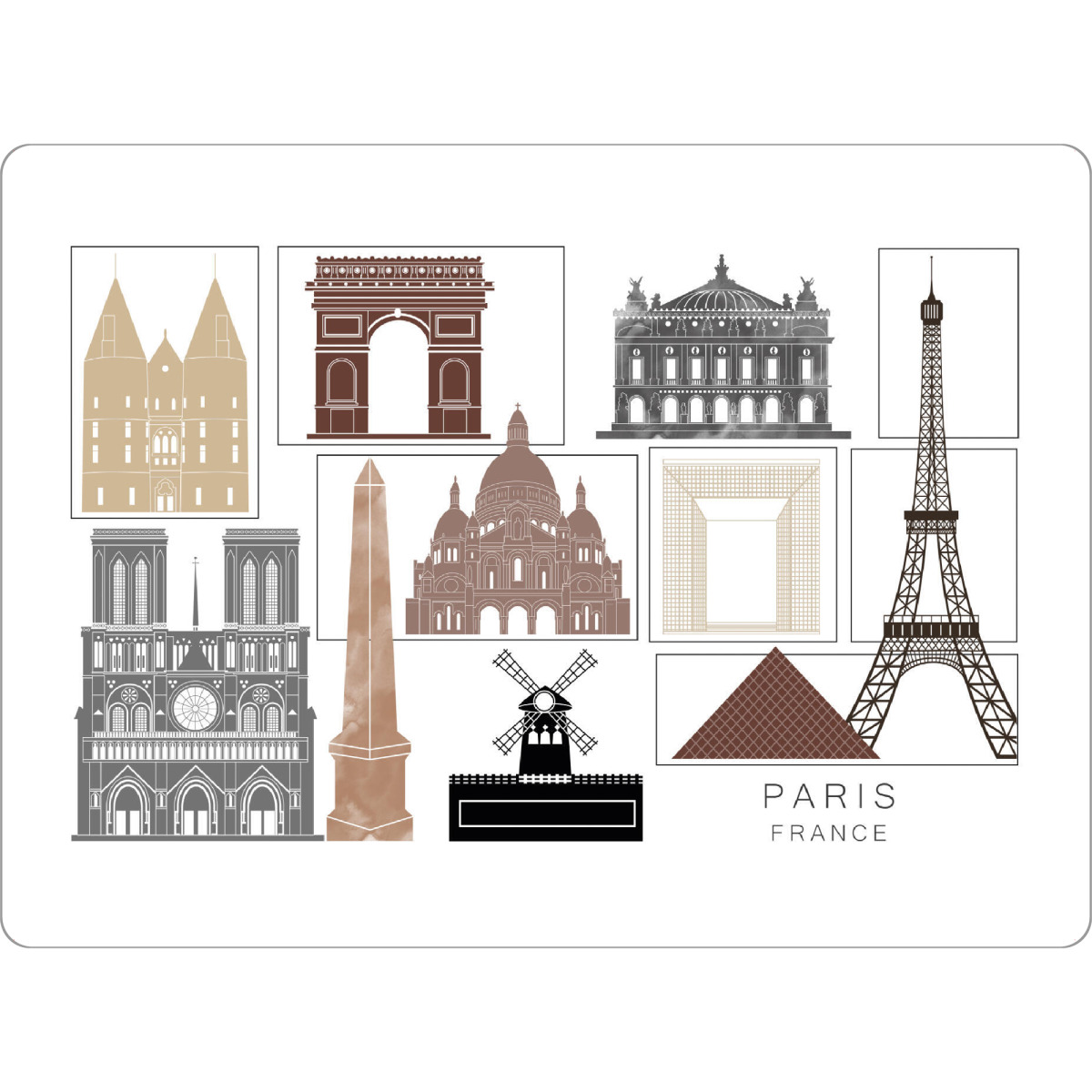 Tischset "Paris skyline black & brown" artboxONE - Städte,Reise,Architektur,Städte / Paris,Kartografie