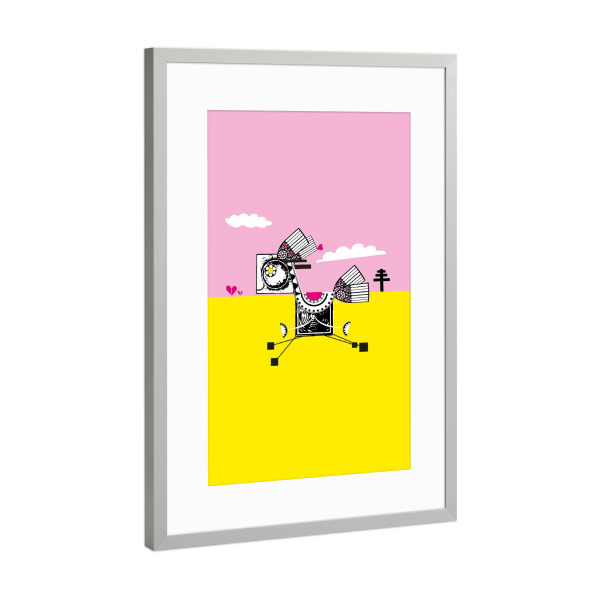 Poster mit Rahmen Silber "Das Pony" artboxONE - Für Kinder,Tiere,Lustig
