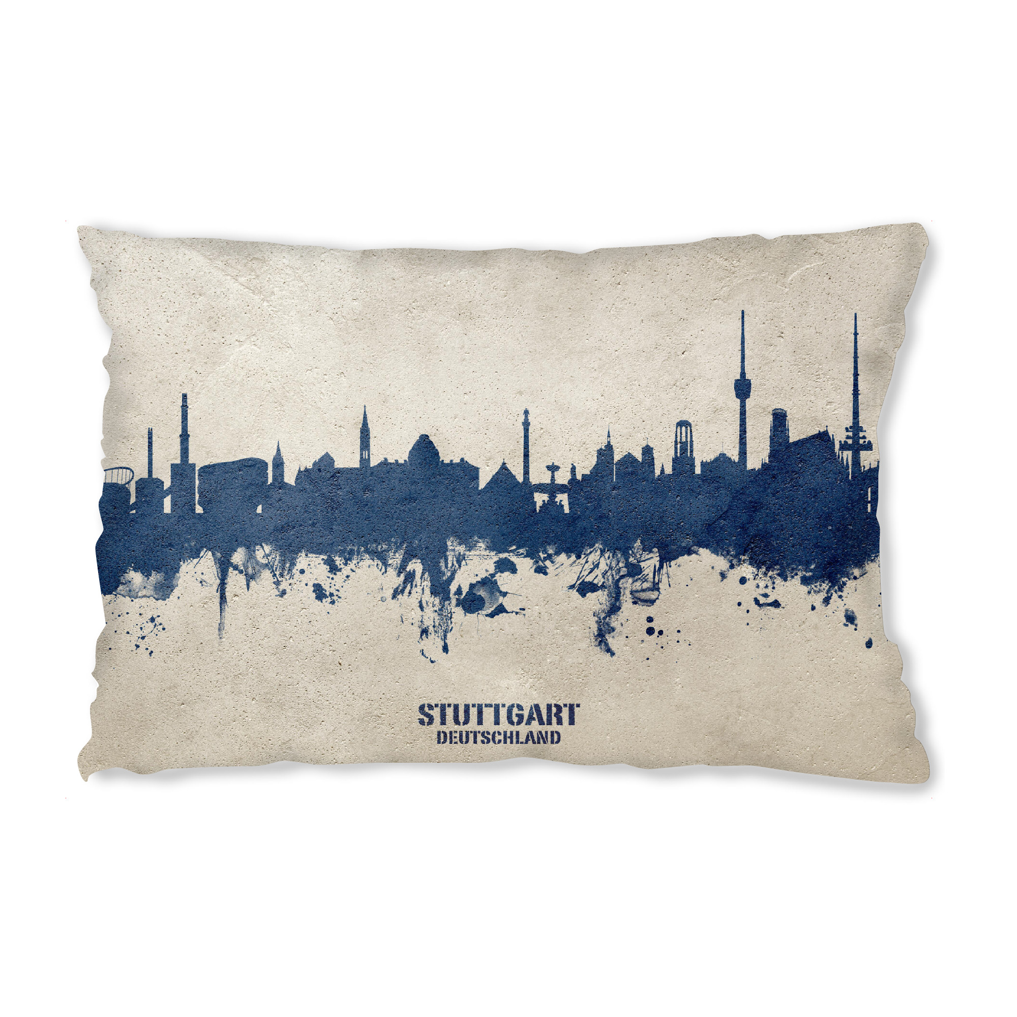 Design-Kissen "Stuttgart Skyline PaintBlue" artboxONE - Städte,Städte / Stuttgart