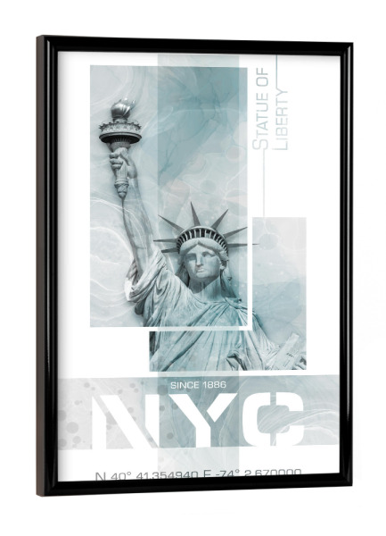Poster mit schwarzem Rahmen "Freiheitsstatue | Marmor türkis" artboxONE - Städte,Städte / New York,Architektur