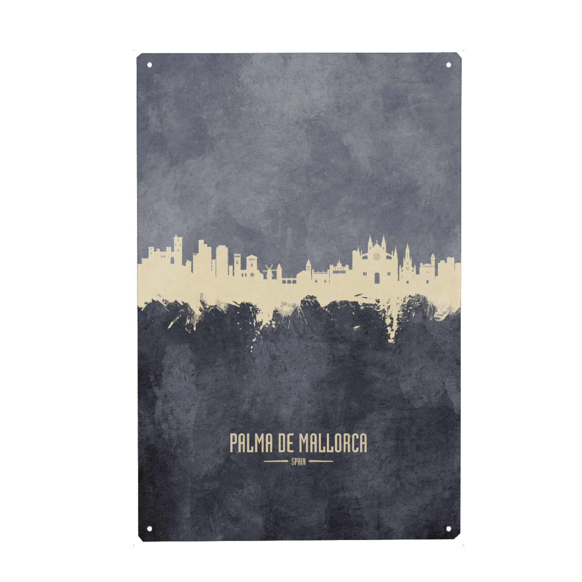 Holzbild "Palma de Mallorca Skyline Grey" artboxONE - Städte
