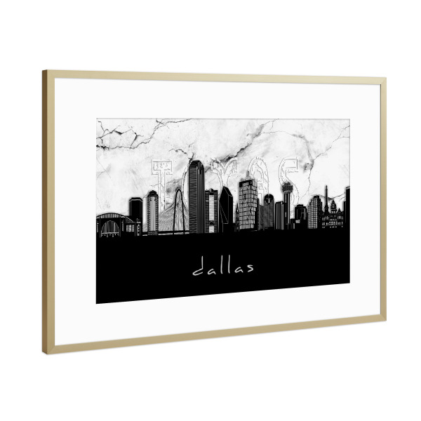 Poster mit Rahmen Gold "Dallas skyline marble" artboxONE - Städte,Reise,Architektur,Marmor