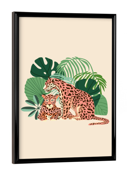 Poster mit schwarzem Rahmen "Blush Jaguars" artboxONE - Natur,Tiere