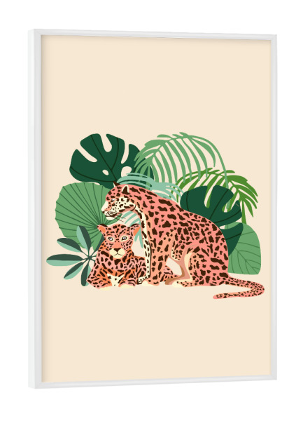 Poster mit weißem Rahmen "Blush Jaguars" artboxONE - Natur,Tiere