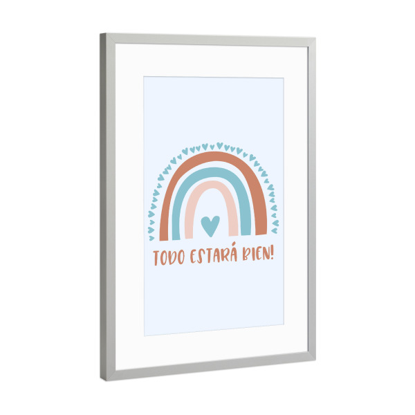 Poster mit Rahmen Silber "Rainbow - todo estara bien" artboxONE - Städte,Typografie,Natur,Für Kinder,Liebe