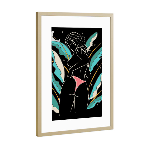 Poster mit Rahmen Gold "Beach Girl Ray" artboxONE - Natur,Menschen