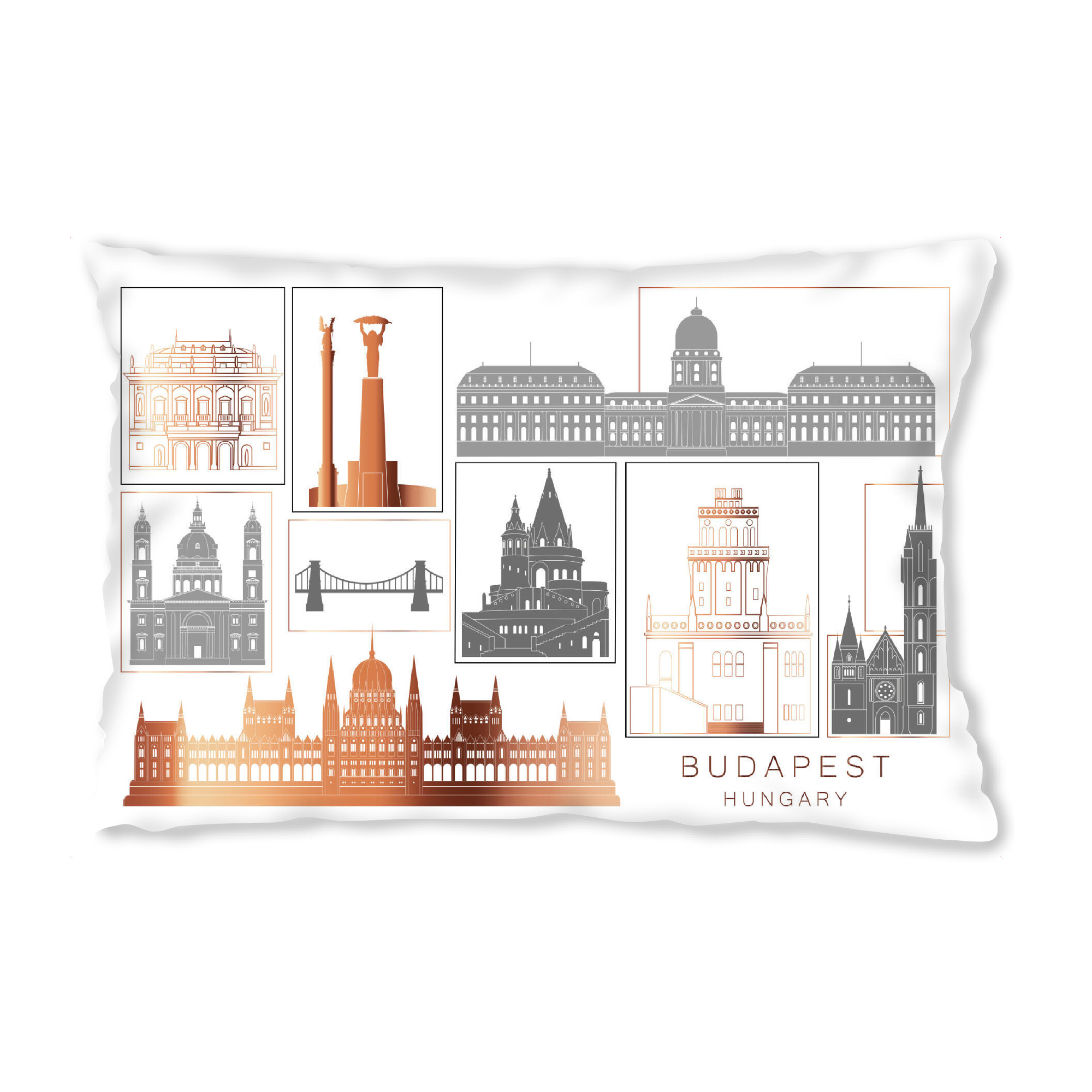 Design-Kissen "Budapest skyline copper" artboxONE - Städte,Reise,Architektur,Städte / Budapest,Kartografie