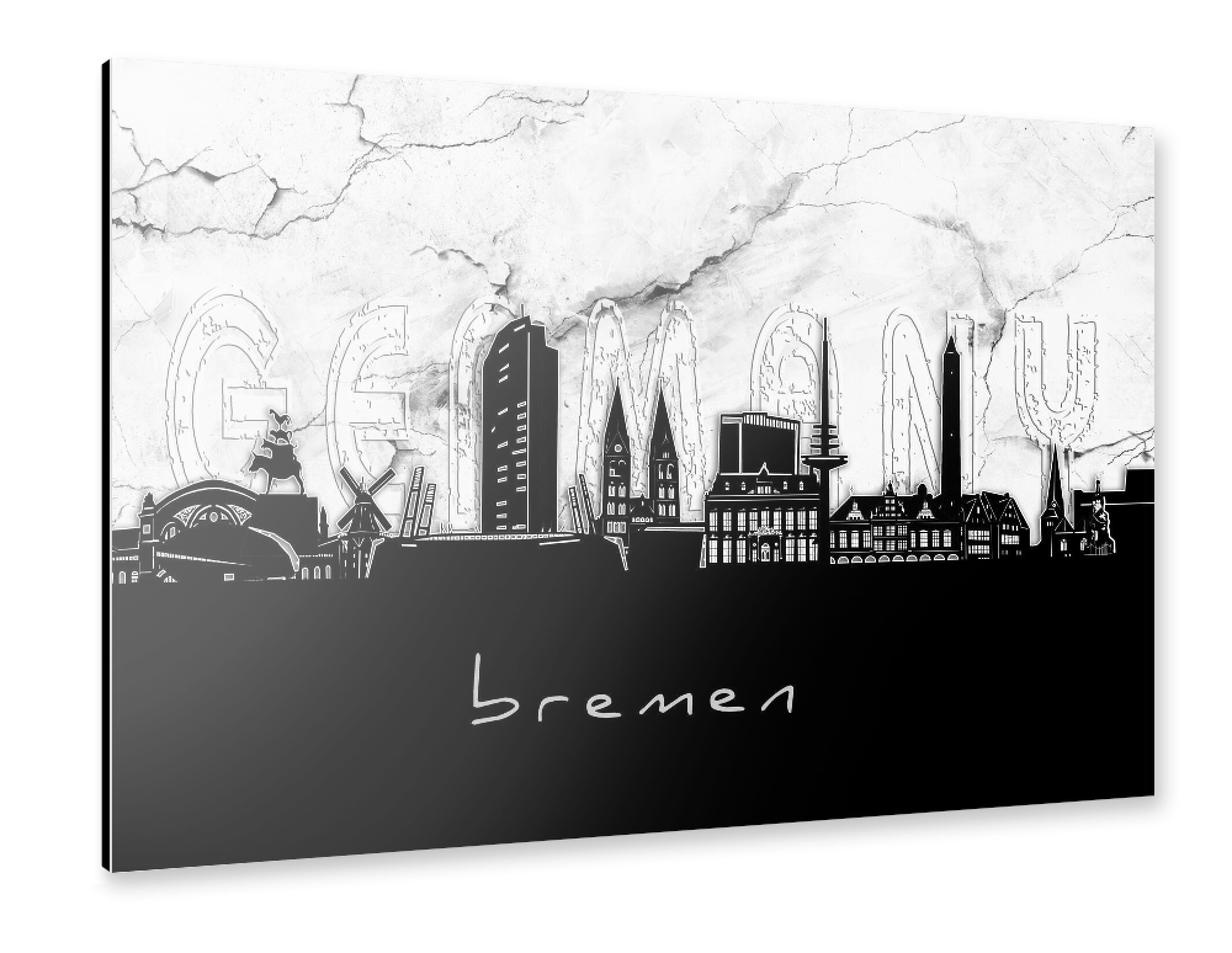 Alu-Dibond "Bremen skyline marble" 30x20 cm artboxONE