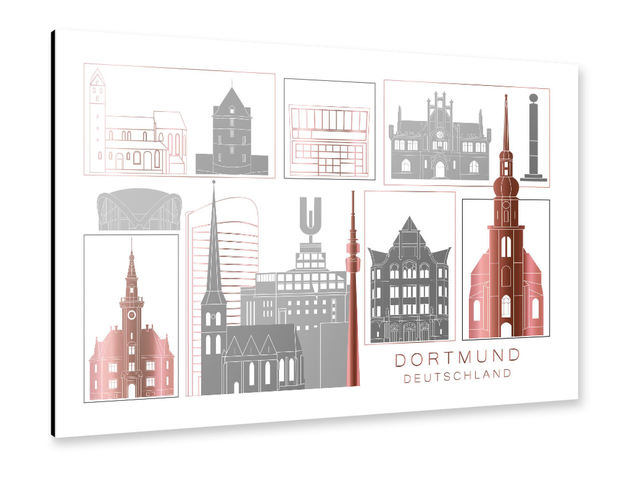 Alu-Dibond "Dortmund skyline rosegold" 75x50 cm artboxONE