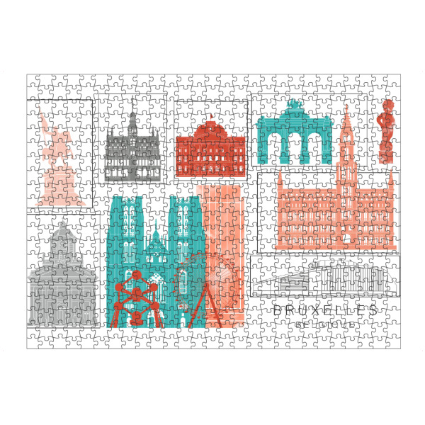 artboxONE Puzzle "Brussels skyline coral" artboxONE - Städte,Reise,Architektur,Kartografie