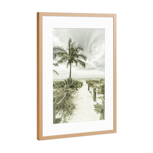 Poster mit Rahmen Kupfer "Weg zum Strand | Vintage" artboxONE - Natur,Reise / Strand und Meer