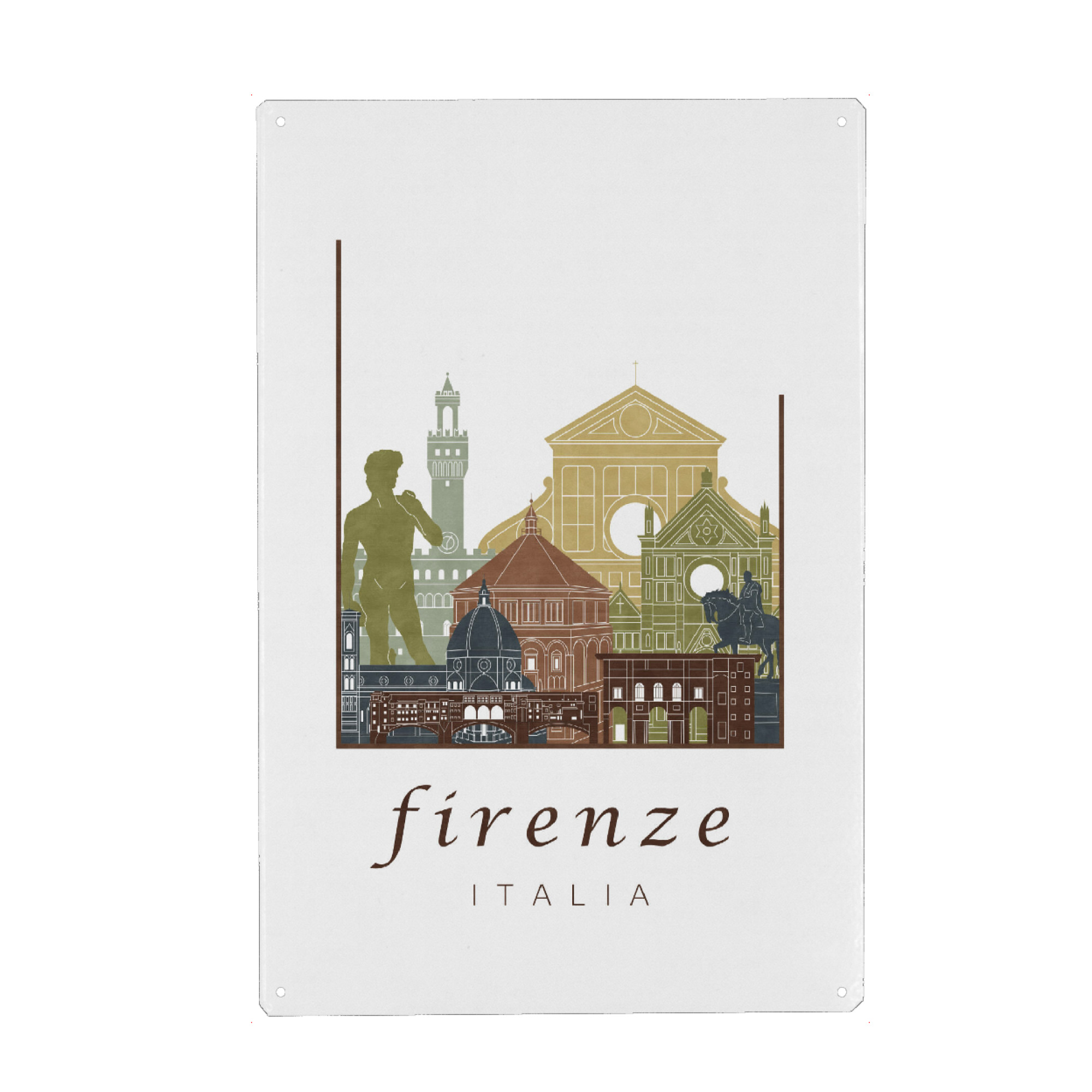 Holzbild "Florence skyline light brown" artboxONE - Städte,Architektur,Kartografie