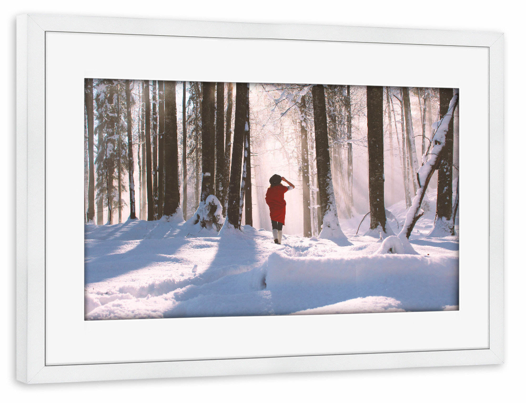 Poster mit Rahmen weiß "The Winter Walk" artboxONE - Natur,Menschen