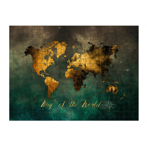 Map of the world gold and green