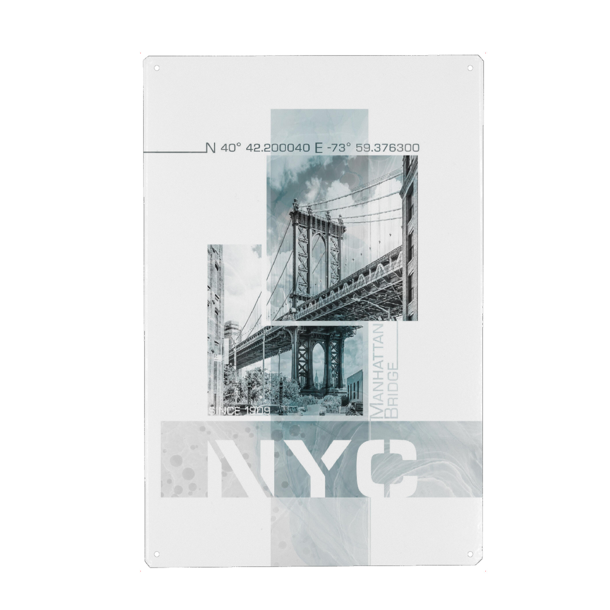 Metall Poster "Manhattan Bridge | Marmor türkis" artboxONE - Städte,Städte / New York
