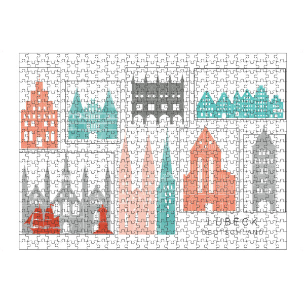 Puzzle Ravensburger "Lubeck skyline coral" artboxONE - Städte,Reise,Architektur