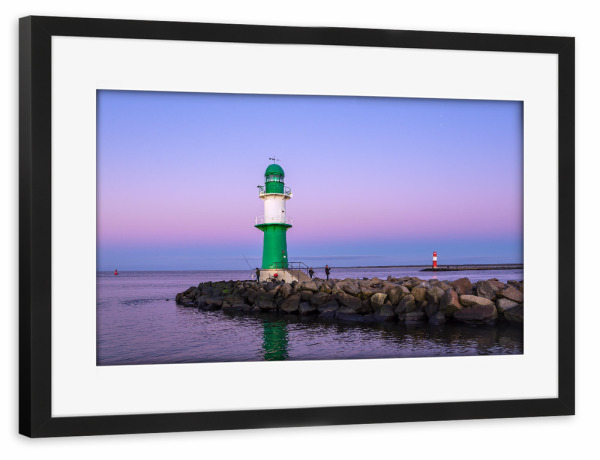 Poster mit Rahmen schwarz "Mole in Warnemünde" artboxONE - Natur,Architektur,Reise / Strand und Meer