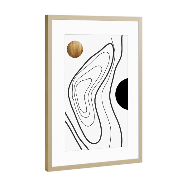 Poster mit Rahmen Gold "My Universe" artboxONE - Abstrakt - Universum,All,Sonne,Galaxie,Galaxy,Abstract,Abstrakt,Lines,Formen