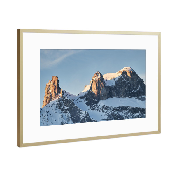 Poster mit Rahmen Gold "Drei Türme in der Morgensonne" artboxONE - Natur,Reise / Länder