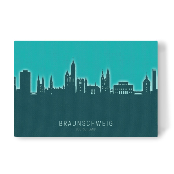 Leinwandbild "Braunschweig Skyline Glow Teal" artboxONE - Städte