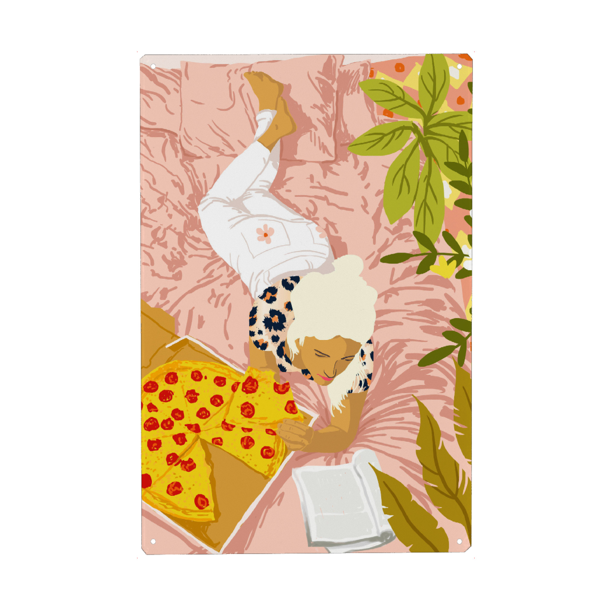 Metall Poster "Pepperoni Pizza | Holiday Weekend" artboxONE - Essen & Trinken,Menschen