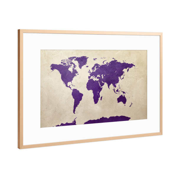 Poster mit Rahmen Kupfer "World Map Purple" artboxONE - Reise,Reise / Länder,Kartografie