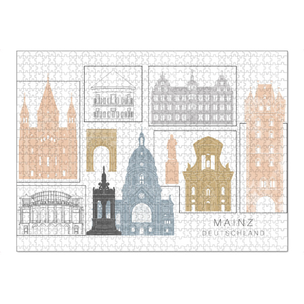 Puzzle Ravensburger "Mainz skyline earth" artboxONE - Städte,Reise,Architektur,Kartografie