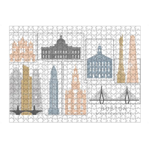 Puzzle Ravensburger "Boston skyline earth" artboxONE - Städte,Reise,Architektur,Städte / Boston,Kartografie