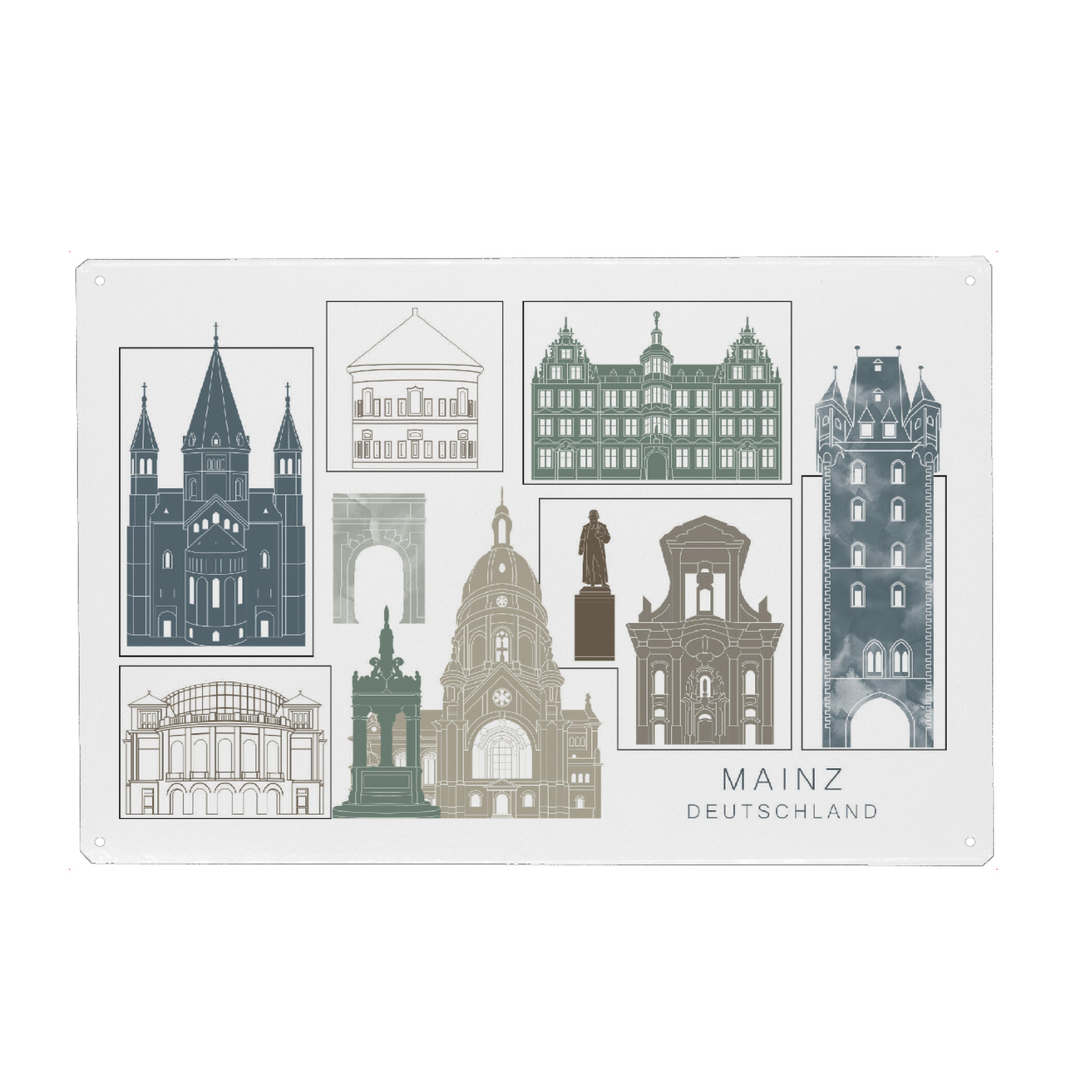 Metall Poster "Mainz skyline, navy" artboxONE - Städte,Reise,Architektur