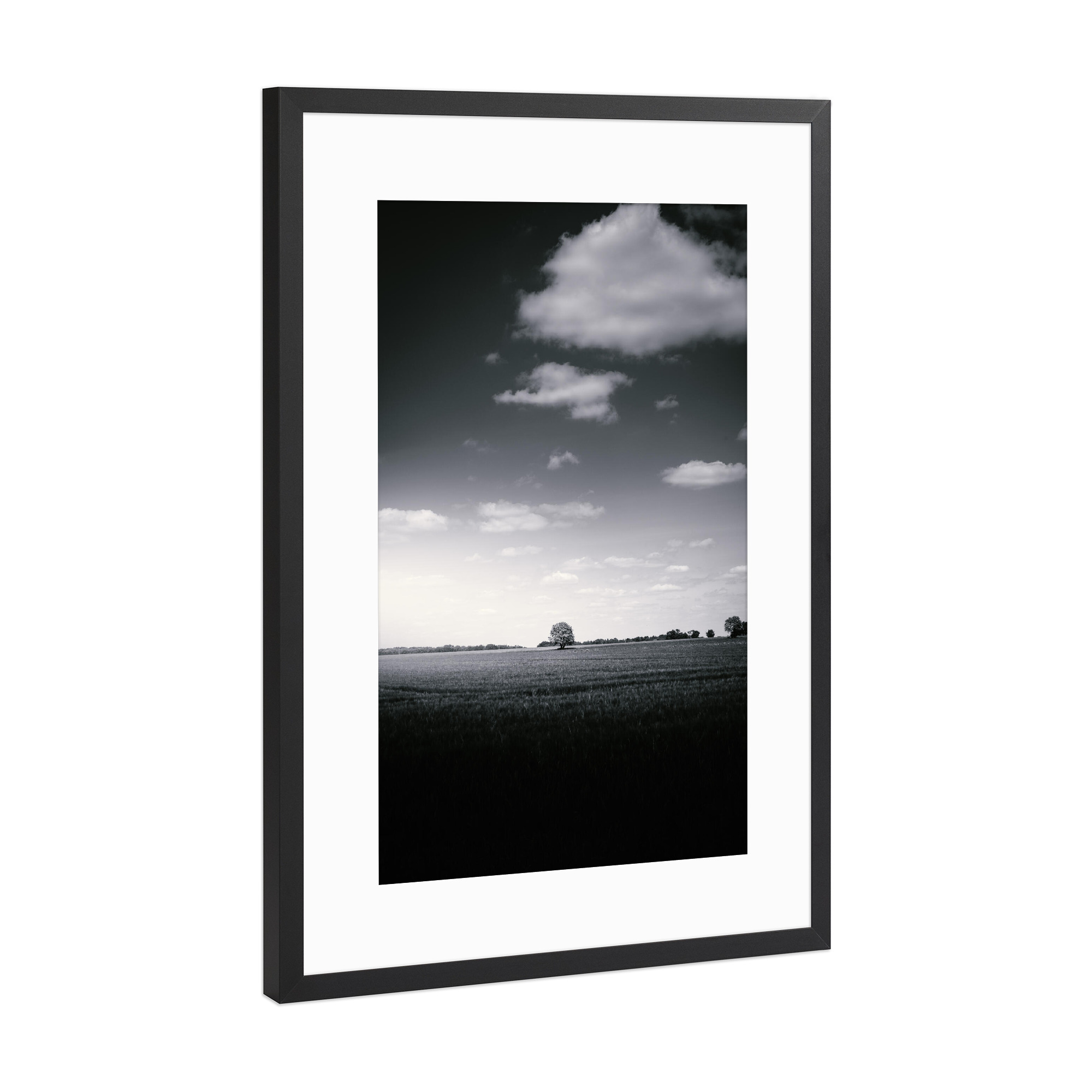 Poster mit Rahmen Schwarz (Metallic) "Auf dem Feld" artboxONE - Natur,Reise,Schwarzweiß,Reise / Länder